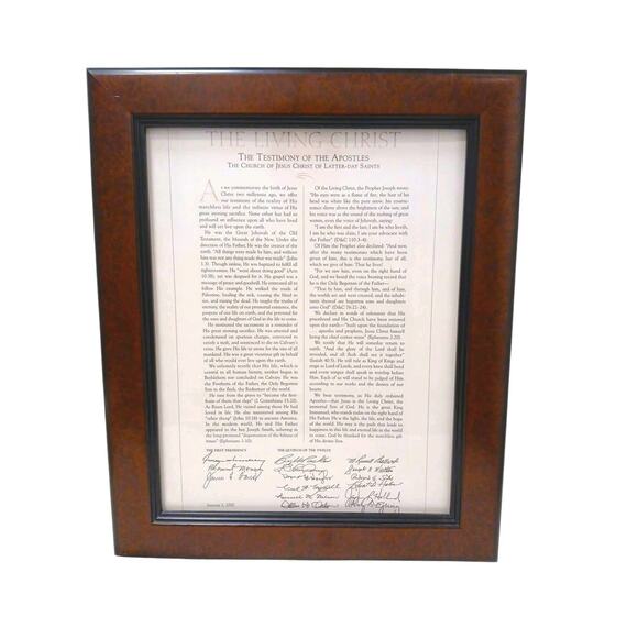 LDS Wall Hanging The Living Christ Proclamation Wood Framed 17x14 Jesus Savior - Picture 1 of 6